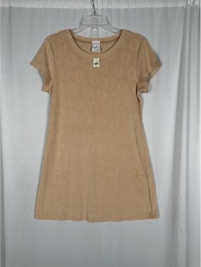 Offline by Aerie Beige Terry Cloth Smiley Face Dress Medium
